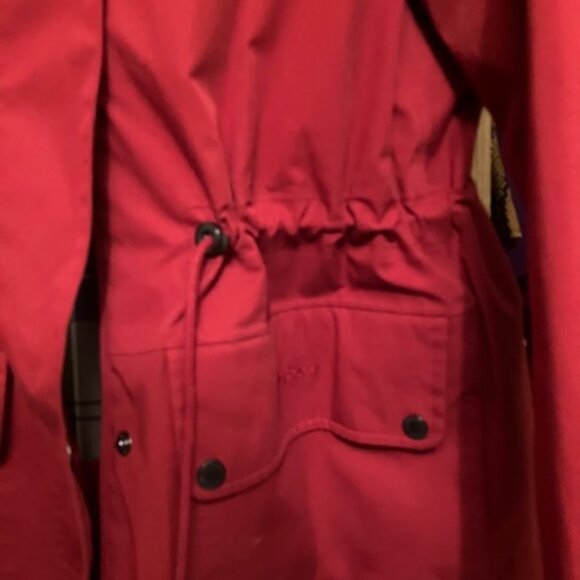Barbour Red Drawstring Coat, Size 12, with hood - Picture 2 of 3